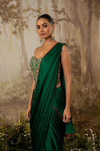 Green Draped Saree Indian Wedding Draped Saree by Aashima Behl