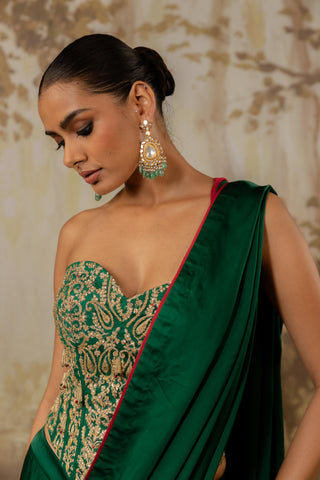 Green Draped Saree Indian Wedding Draped Saree by Aashima Behl