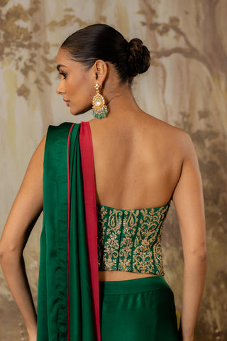 Green Draped Saree Indian Wedding Draped Saree by Aashima Behl