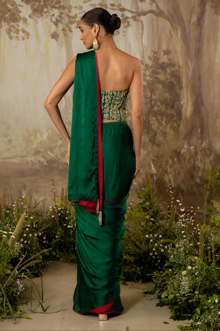 Green Draped Saree Indian Wedding Draped Saree by Aashima Behl