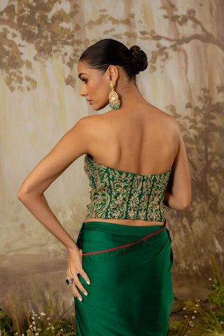Green Draped Saree Indian Wedding Draped Saree by Aashima Behl