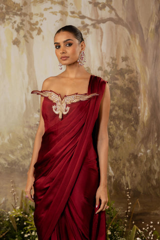 Draped Saree Indian Wedding Red by Aashima Behl