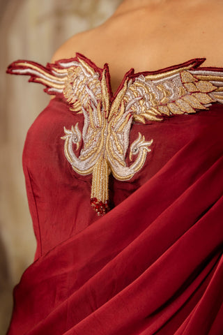 Draped Saree Indian Wedding Red by Aashima Behl