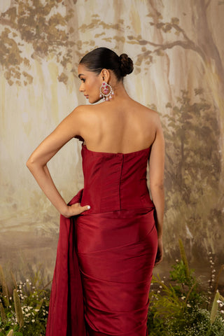 Draped Saree Indian Wedding Red by Aashima Behl