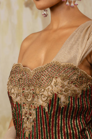 Gold Draped Saree Indian Wedding Draped Saree Set by Aashima Behl