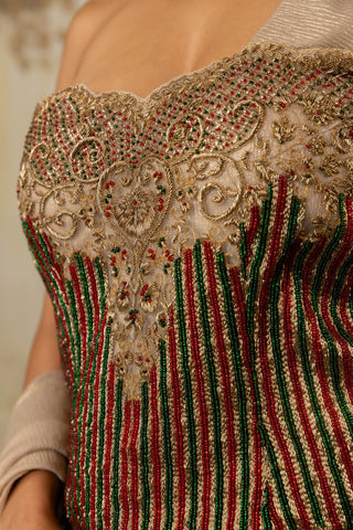 Gold Draped Saree Indian Wedding Draped Saree Set by Aashima Behl