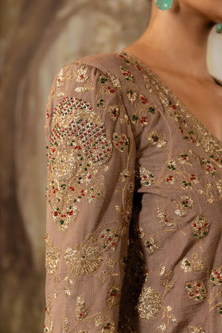Sharara Set Indian Wedding Brown Embroidered by Aashima Behl