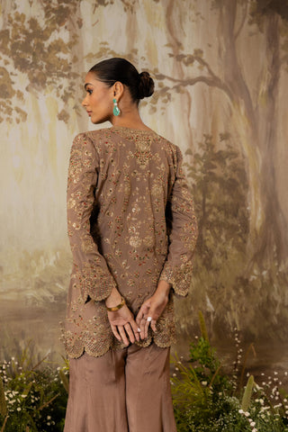 Sharara Set Indian Wedding Brown Embroidered by Aashima Behl
