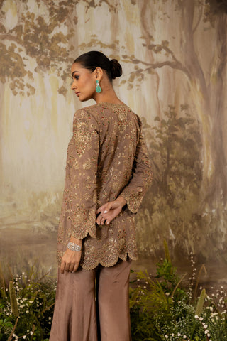 Sharara Set Indian Wedding Brown Embroidered by Aashima Behl