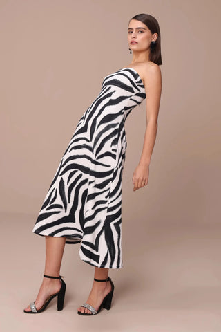 Zebra stripe strapless dress
