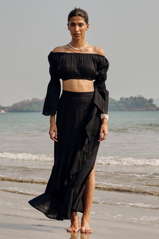 Black adey ruffle skirt