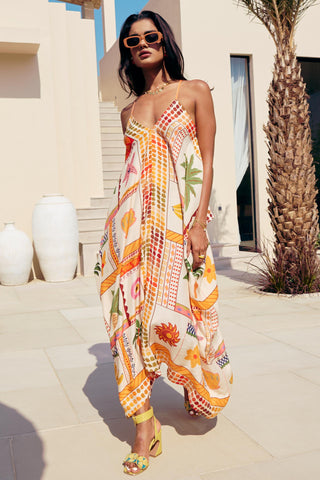 Multicolor bonnes vacances el ojo maxi dress
