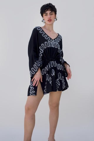 Black bonnes vacances ricks kaftan-top