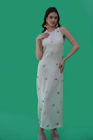 White bonnes vacances emra dress