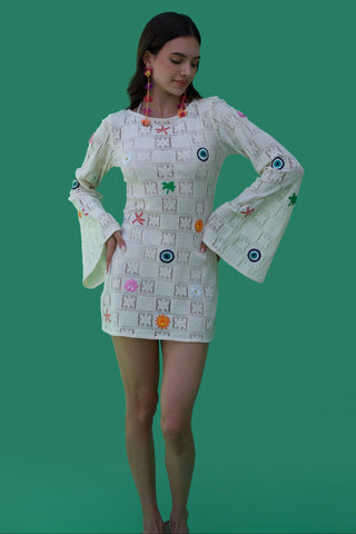 White bonnes vacances chella mini dress