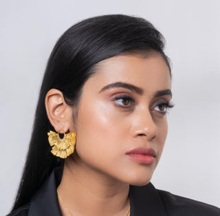 Earring Contemporary Wear - Gold Ginkgo Statement Stud by Putstyle