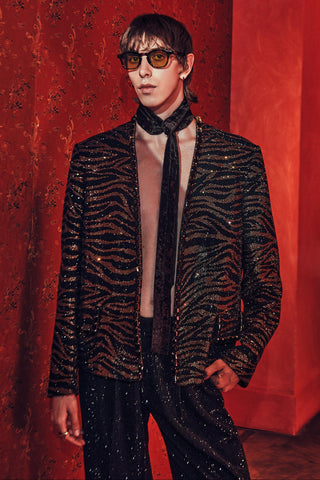 Jacket Set for Contemporary Wear – Caelan Black Gold by Itrh