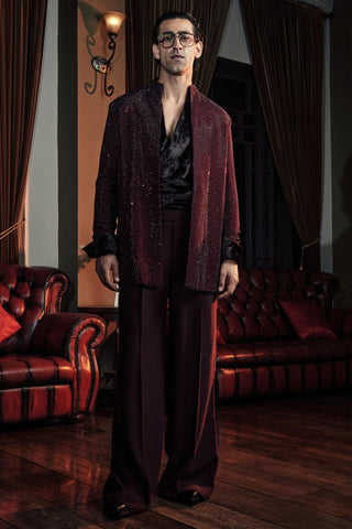 Bandhgala Set for Contemporary Wear – Wine Raven by Itrh