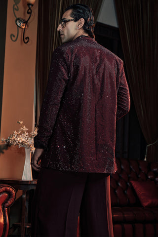 Bandhgala Set for Contemporary Wear – Wine Raven by Itrh