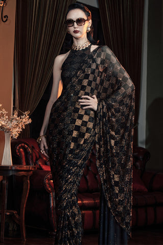 Printed embellished saree for Contemporary Wear – Sloane Saree Set by ITRH
