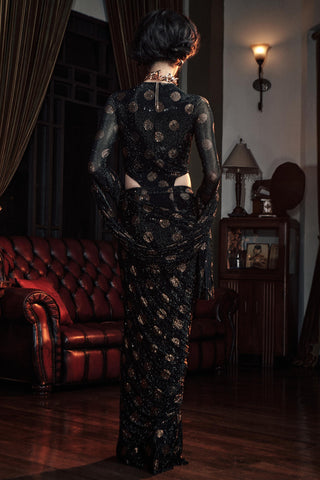 Printed embellished saree for Contemporary Wear – Dottie Saree Set by ITRH