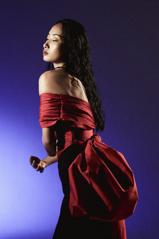 Dual tone long trumpet reim gown