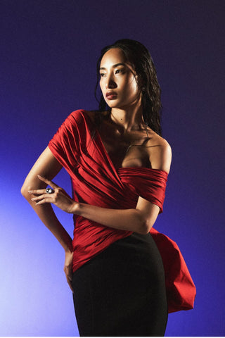 Dual tone long trumpet reim gown