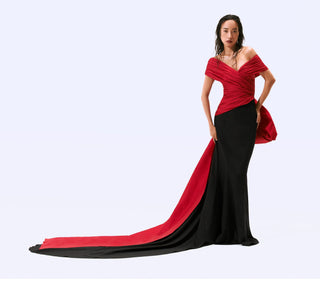 Dual tone long trumpet reim gown