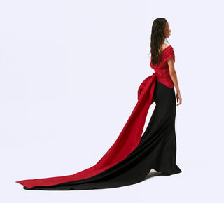 Dual tone long trumpet reim gown