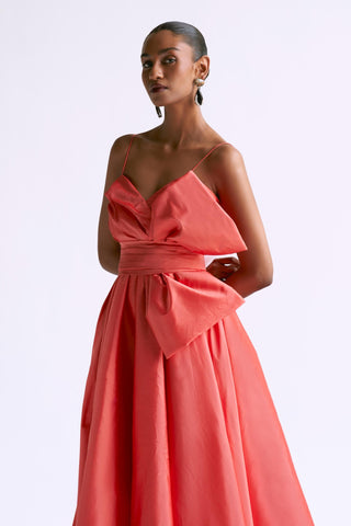 Peach classic midi reim dress