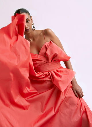 Peach classic midi reim dress