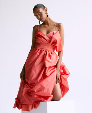 Peach classic midi reim dress