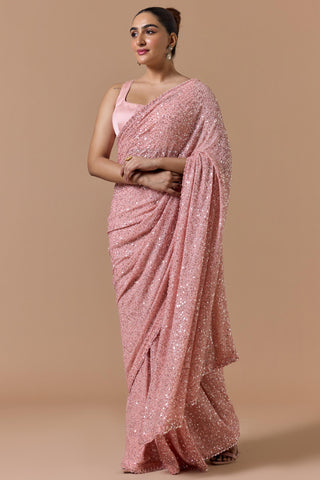 Sequence saree for Indian Wedding – Rose Pink Navyaa by Nitika Gujral