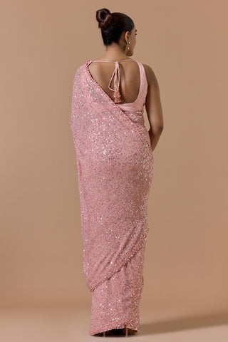 Sequence saree for Indian Wedding – Rose Pink Navyaa by Nitika Gujral