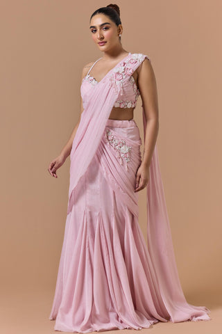 Shimmer draped saree for Indian Wedding – Pink Navyaa by Nitika Gujral