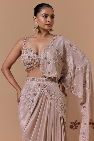 Chiffon draped saree for Indian Wedding – Blush Pink Navyaa by Nitika Gujral