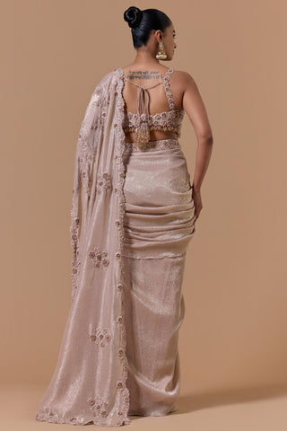 Chiffon draped saree for Indian Wedding – Blush Pink Navyaa by Nitika Gujral