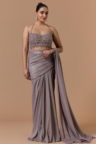 Shimmer saree for Indian Wedding – Mocca Navyaa by Nitika Gujral