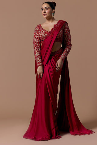 Draped saree for Indian Wedding – Red Navyaa by Nitika Gujral