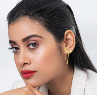 Earring Contemporary Wear - Gold Ginkgo Leaf Stud by Putstyle