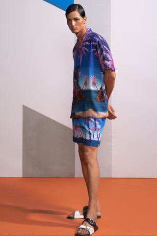 Blue seafoam stardust postcard polo co-ord set