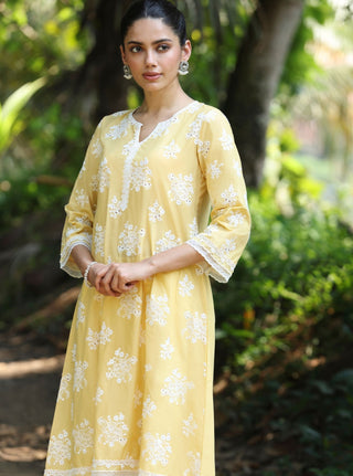 Yellow sira malgudi day kurta set