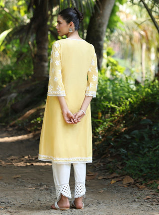 Yellow sira malgudi day kurta set