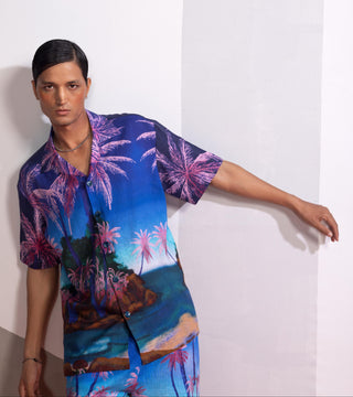 Blue seafoam stardust postcard polo co-ord set