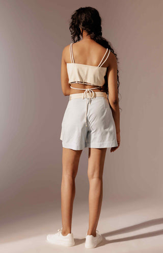 Blue maia patch pocket shorts