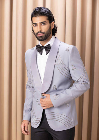 Daris silver tuxedo jacket and pant
