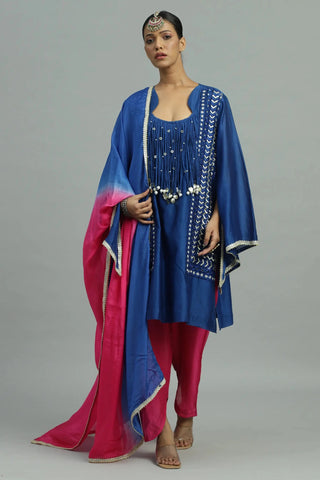 Blue kurta dhoti pants & dupatta