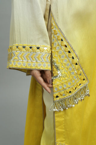 Yellow bahaar kurta with straight pants & dupatta