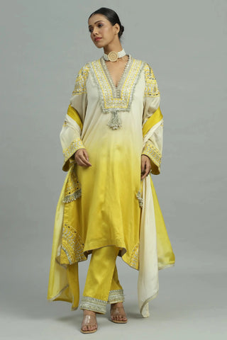 Yellow bahaar kurta with straight pants & dupatta