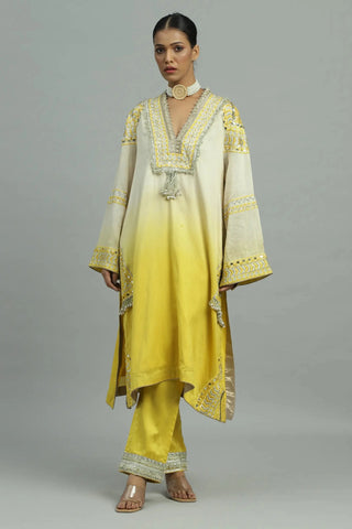 Yellow bahaar kurta with straight pants & dupatta